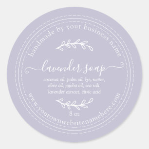 Sticker Rond Savon à la Lavande Violet Fait Main Rustique