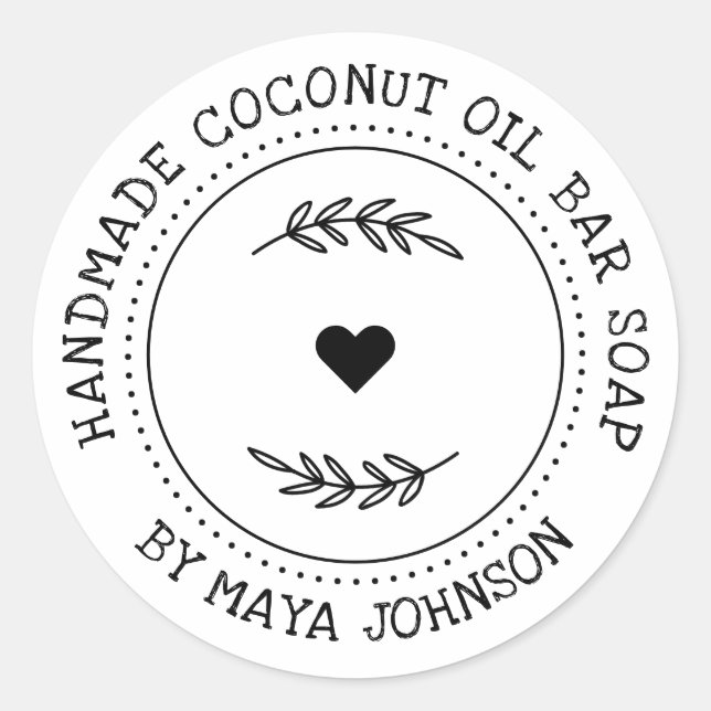 Sticker Rond Savon artisanal à la verdure rustique (Devant)