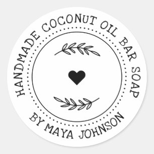 Sticker Rond Savon artisanal à la verdure rustique