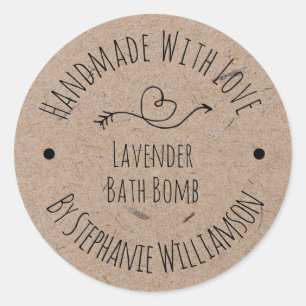 Sticker Rond Savon Artisanal Bombe de Bain Papier Kraft