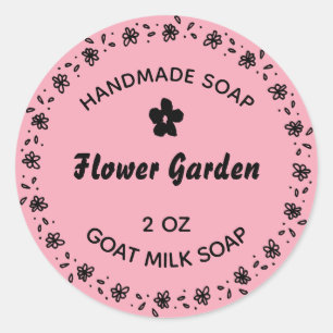 Sticker Rond Savon Artisanal Couronne de Fleurs Rustique Campag