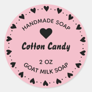 Sticker Rond Savon Artisanal Couronne Rustique de Coeur Rose