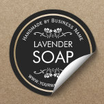 Sticker Rond Savon artisanal Faisant Vintage Floral Noir clair<br><div class="desc">Savon artisanal Faisant Vintage Floral Stickers Noir Plain.</div>