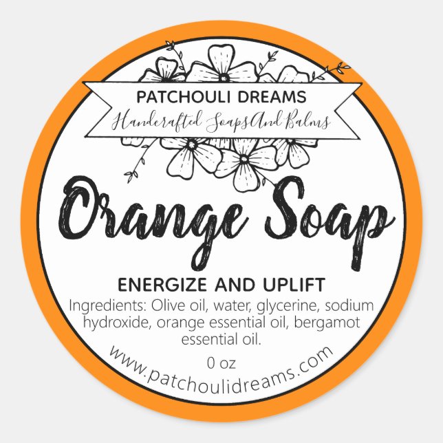 Sticker Rond Savon artisanal parfumé d'agrumes orange (Devant)