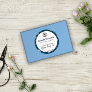 Sticker Rond Savon Artistique Rose et Feuille dessiné à la main