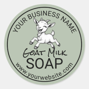Sticker Rond Savon au lait de chèvre vert sauge fait main ferme