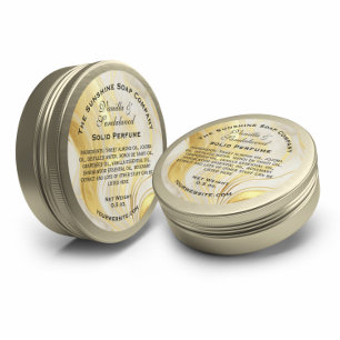 Sticker Rond Savon blanc et Faux Gold Marble cosmétique