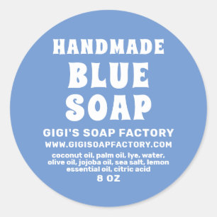 Sticker Rond Savon bleu de Cornflower fait main moderne