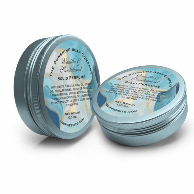 Sticker Rond Savon bleu et Faux Gold Marble cosmétique (Créateur téléchargé)