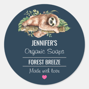 Sticker Rond Savon d'aquarelle Feuille mignonne et tropicale
