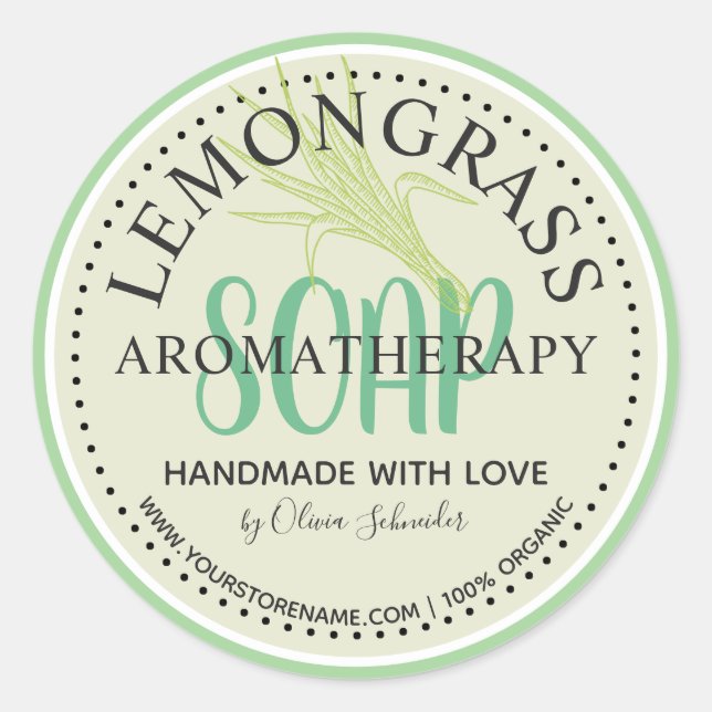 Sticker Rond Savon d'aromathérapie au citron vert Site Web pers (Devant)