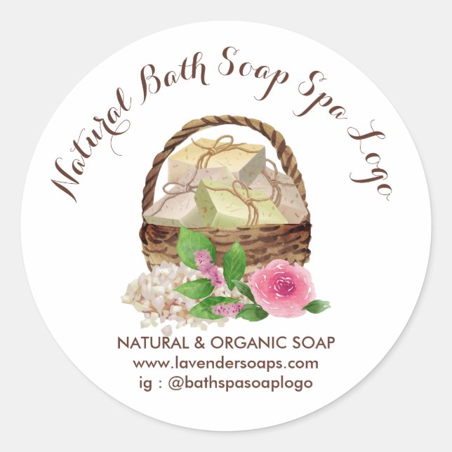 Sticker Rond Savon de bain lavande Spa fait main (Devant)