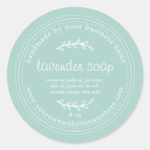 Sticker Rond Savon de lavande à main rustique bleu