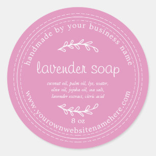 Sticker Rond Savon de lavande à main rustique Fuchsia rose