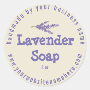 Sticker Rond Savon de lavande à main rustique violet blanc
