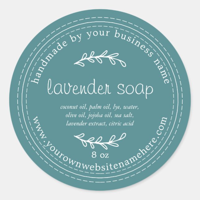 Sticker Rond Savon de Lavande Rustique fait main Turquoise (Devant)