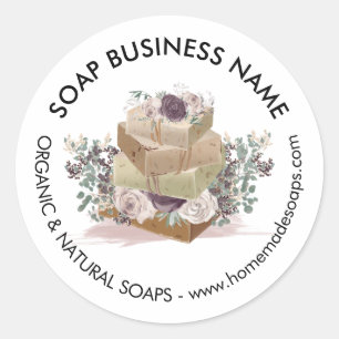 Sticker Rond Savon de soja spa lavande rose fait main