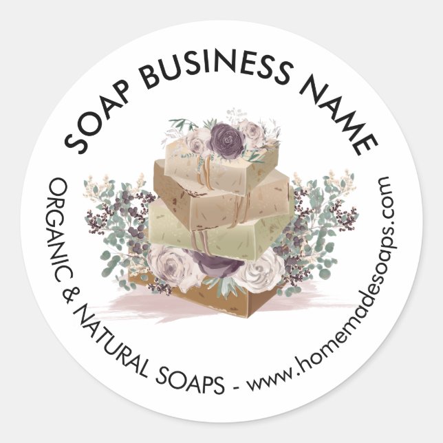 Sticker Rond Savon de soja spa lavande rose fait main (Devant)