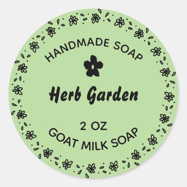 Sticker Rond Savon fait maison Fleur rustique Wreath Country He (Devant)