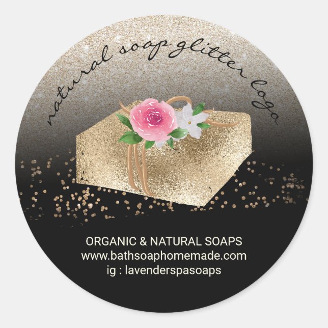 Sticker Rond Savon Faits Maison Naturel Bio Spa Or (Devant)