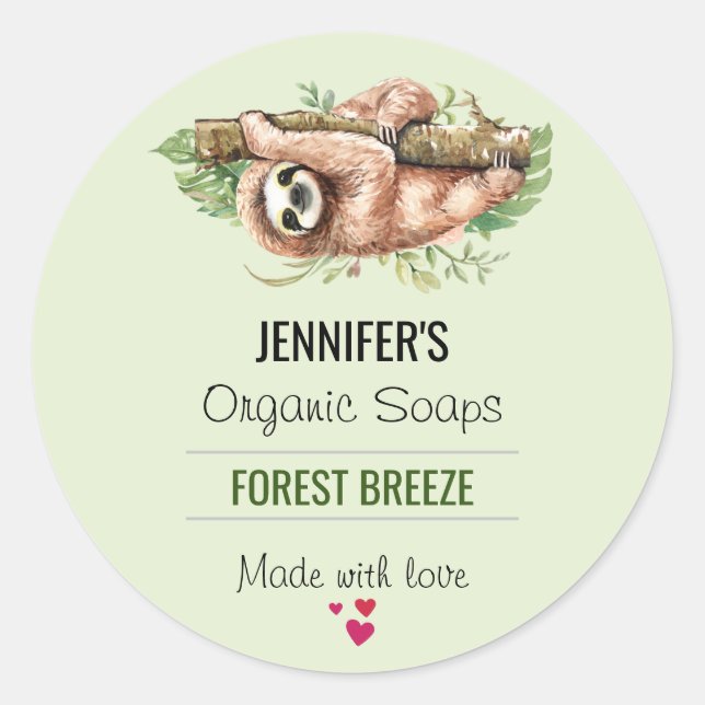 Sticker Rond Savon Feuille doux et doux à l'aquarelle (Devant)