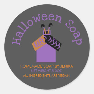 Sticker Rond Savon Halloween Pieds de Sorcière Entreprise Maiso