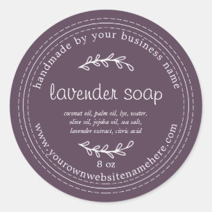 Sticker Rond Savon Lavande Fabriqué Rustique Profond Violet