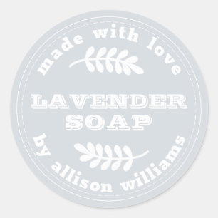 Sticker Rond Savon Lavande Personnalisé Pastel Blue
