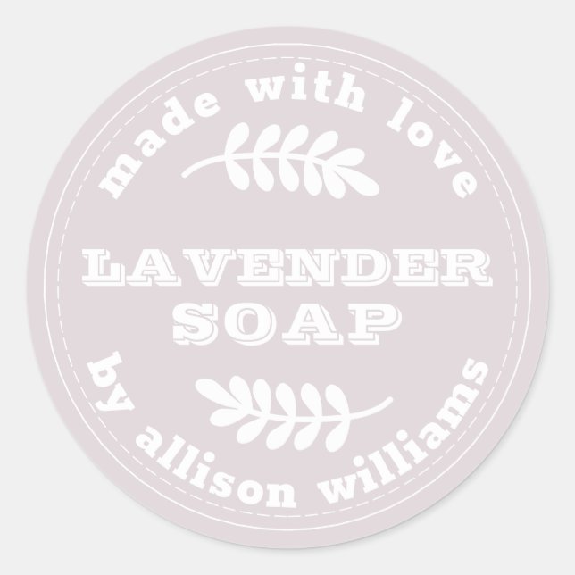 Sticker Rond Savon Lavande Personnalisé Pastel Purple (Devant)