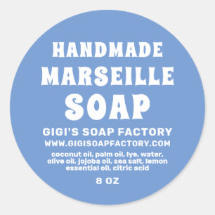 Sticker Rond Savon Marseille Fleur de Corne Bleu