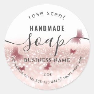 Sticker Rond Savon papillon romantique pailleté de luxe classiq
