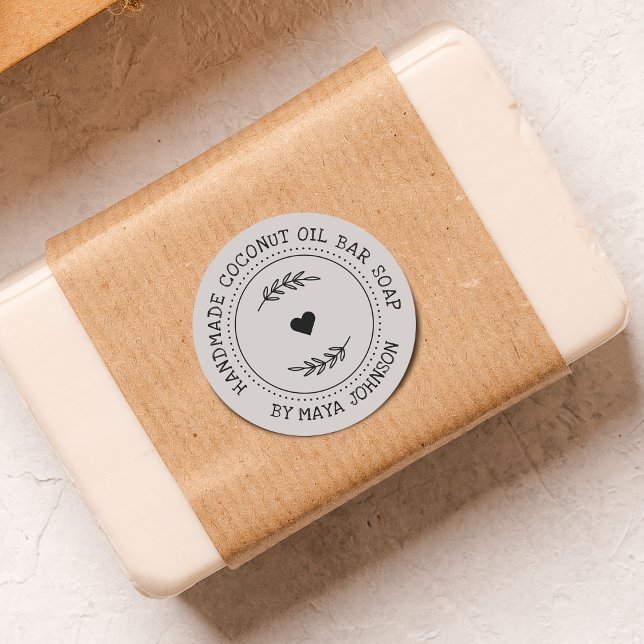 Sticker Rond Savon rustique de verdure fait main (Rustic Greenery Handmade Soap Classic Round Sticker)