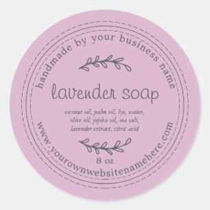 Sticker Rond Savon Rustique Lavande Fabriqué À La Main Violet
