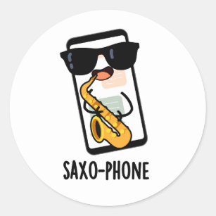 Sticker Rond Saxo-phone amusant de téléphones cellulaires Puns