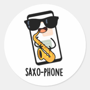 Sticker Rond Saxo-phone amusant de téléphones cellulaires Puns