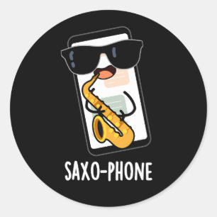 Sticker Rond Saxo-phone Blagues Téléphone Portable Drôle Fond S