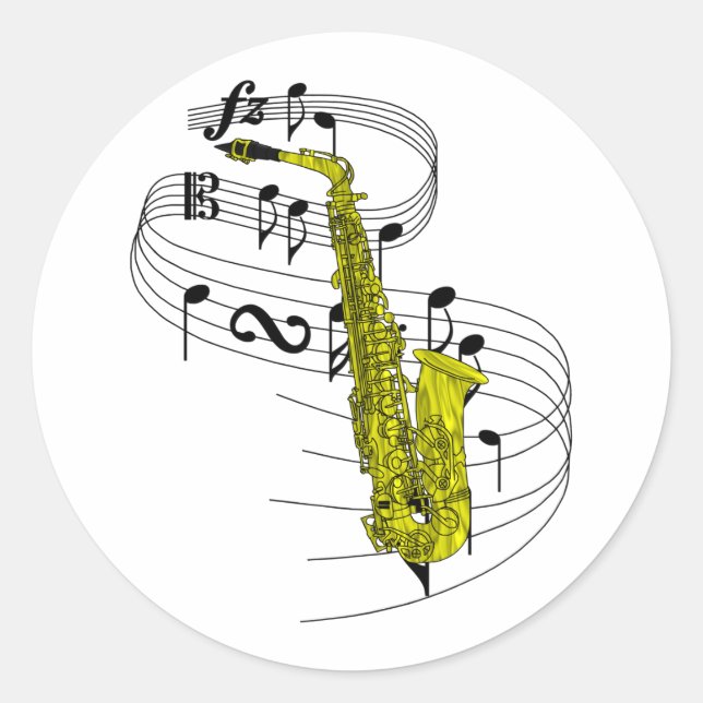 Sticker Rond Saxophone (Devant)