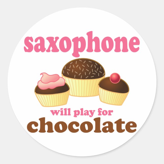 Sticker Rond Saxophone au chocolat amusant (Devant)