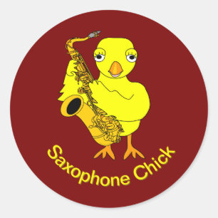 Sticker Rond Saxophone Chick
