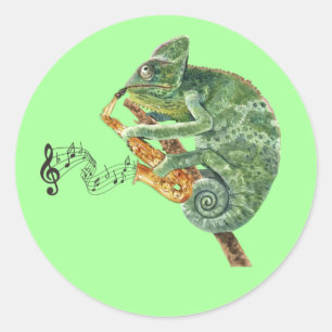 Sticker Rond Saxophone de jazz de Chameleon