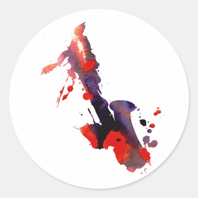 Sticker Rond Saxophone de peinture (Devant)