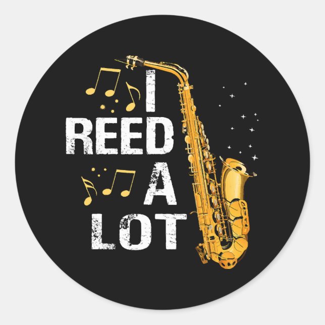 Sticker Rond Saxophone drôle (Devant)