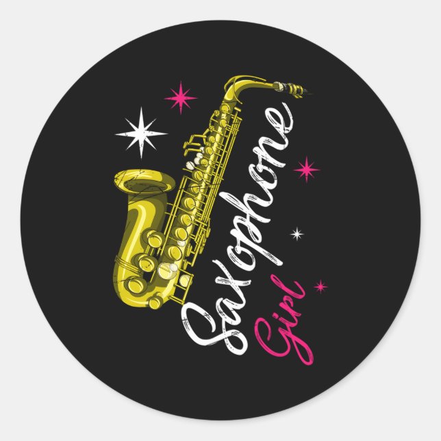 Sticker Rond Saxophone musicien Saxophoniste Saxophone (Devant)