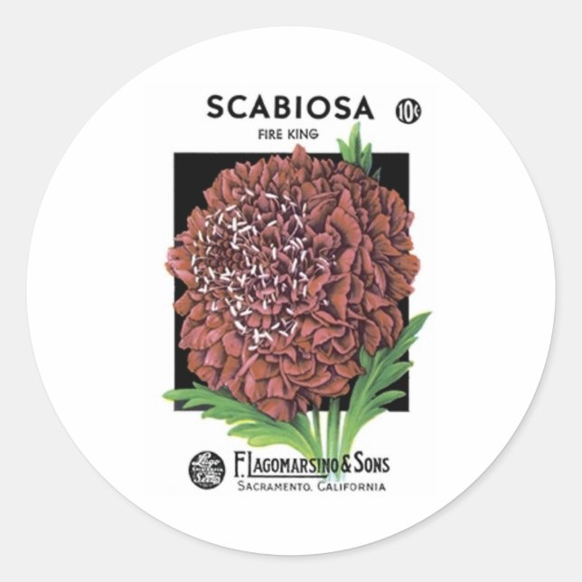 Sticker Rond Scabiosa, Fire King, F. Lagomarsino & Fils (Devant)