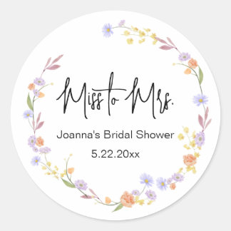 Sticker Rond Scabiosa Fleur Sauvage Élégante Mariage Moderne