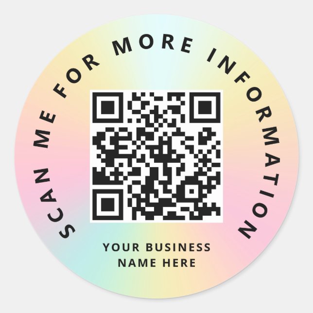 Sticker Rond Scan Me Rainbow Pastel Color QR Code scanner (Devant)