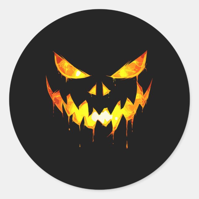 Sticker Rond Scandale Halloween garçons Face Citrouille Jack-o' (Devant)