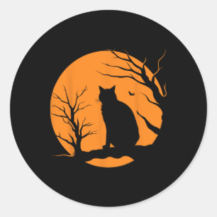 Sticker Rond Scandale Halloween Vintage Chat Noir Costume Retro