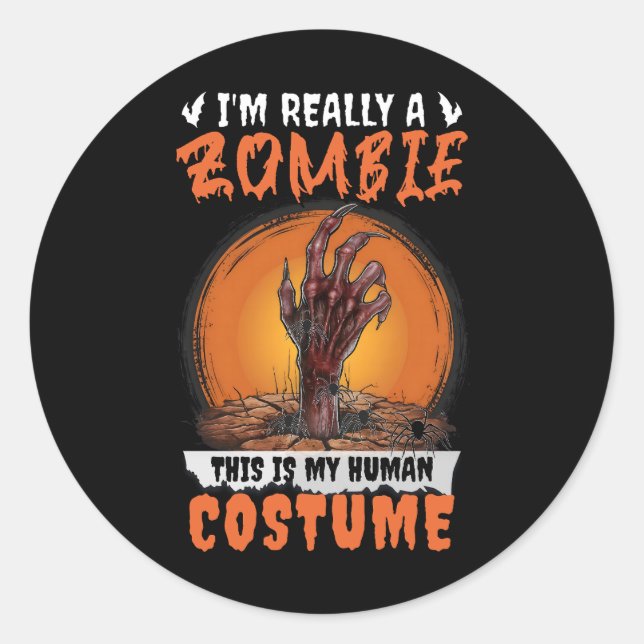 Sticker Rond Scandale Zombie Funny Halloween Costume Déplaisant (Devant)