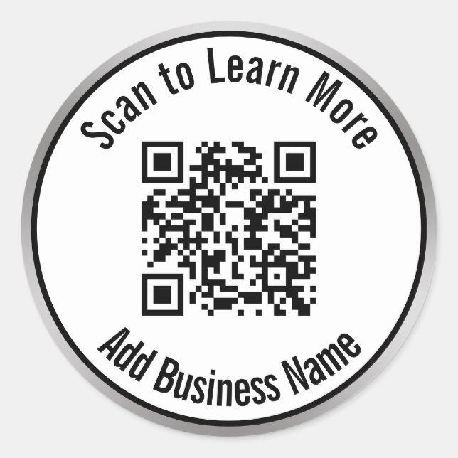 Sticker Rond Scannez le code QR pour en savoir plus Nom de l'en (Devant)